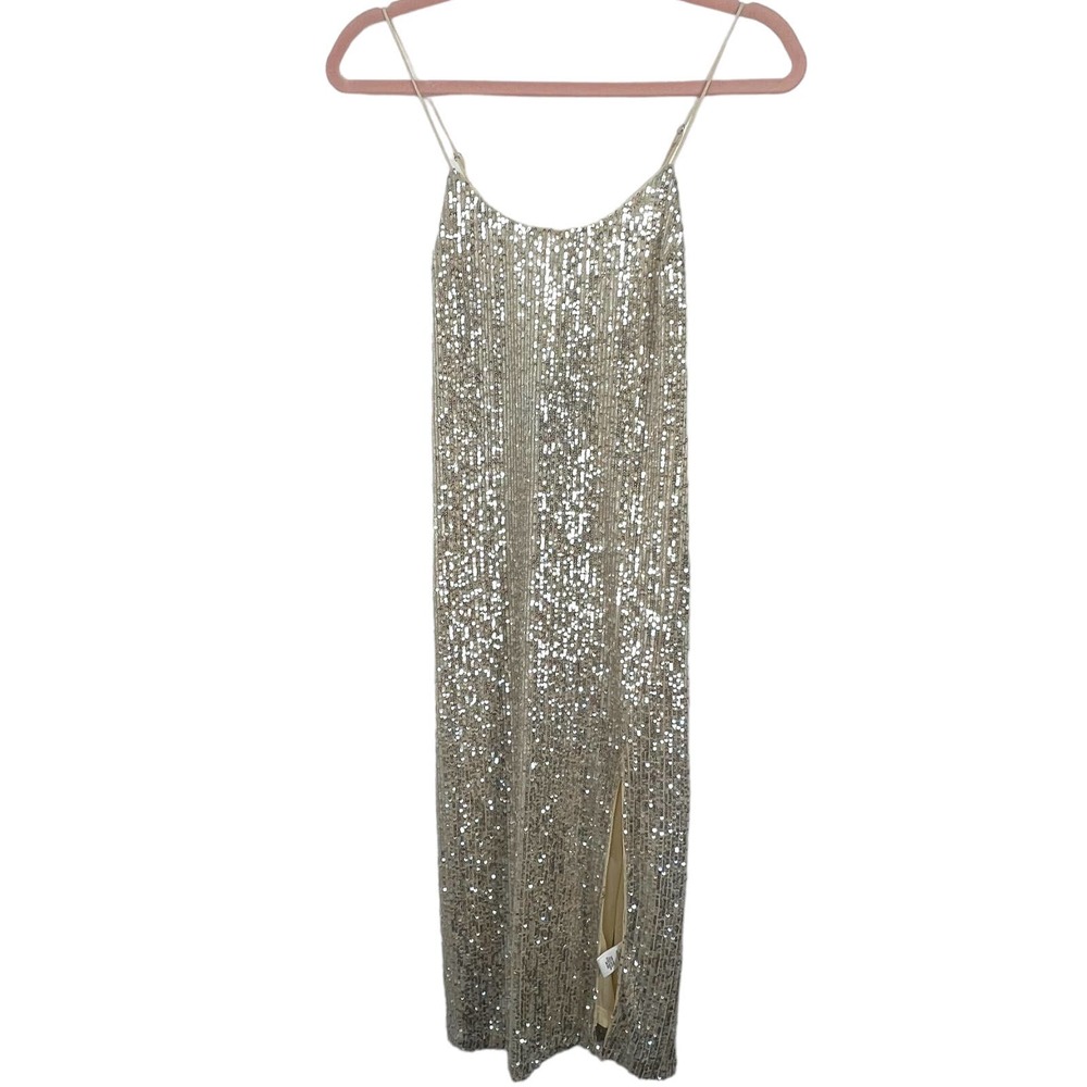 Lulus silver sequence bodycon midi dress XS - Picture 3 of 12